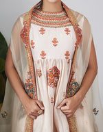 Ivory Embroidered Short Kurta with Sharara Set