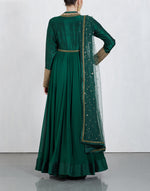 Bottle Green Angrakha Kalidar Anarkali Set