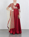 Maroon Emroidered Anarkali Set