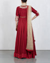 Maroon Emroidered Anarkali Set