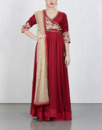 Maroon Emroidered Anarkali Set