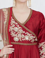 Maroon Emroidered Anarkali Set