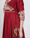Maroon Emroidered Anarkali Set