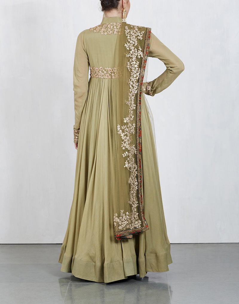Pista Green Anarkali Set