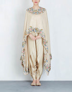 Beige Cape with Dhoti Pants Set