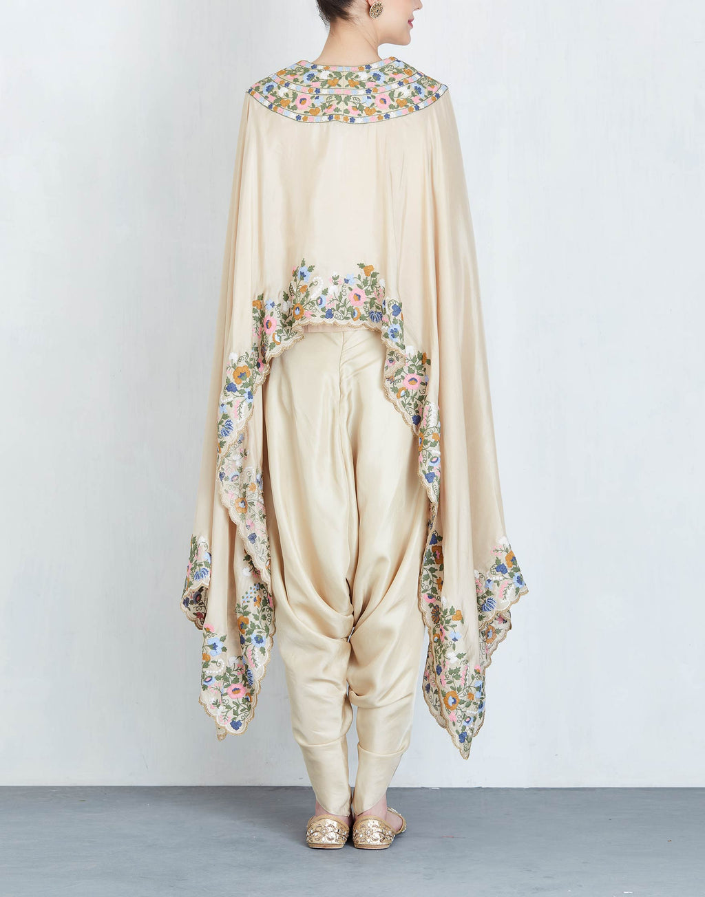 Beige Cape with Dhoti Pants Set