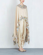 Beige Cape with Dhoti Pants Set