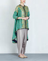 Green Printed Trail High Low Kurta with Pants
