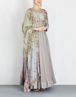 Grey Kalidaar with Ombrey Dupatta Set