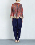 Printed Short Cape with Pants