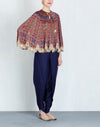 Printed Short Cape with Pants
