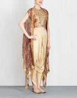 Printed Top with Cape and Pants