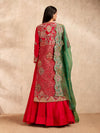 Magenta Long Jacket with Lehenga and an Organza Dupatta