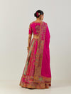 Magenta and Red Brocade Multi Pannel Lehenga With Blouse And Dupatta