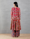 Organza Mughal And Anar Long Jacket With Printed Inner With Blue Pant