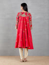 Red Mughal Barfi Trail Jacket With Dhoti Pant