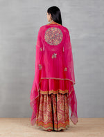 Magenta Long Peplum Top With Sharara And Duptta