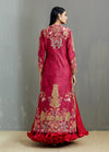 Magenta Chanderi Tamba Salim Long Jacket With Crushed Farshi