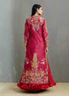 Magenta Chanderi Tamba Salim Long Jacket With a Crushed Skirt