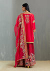Red Printed Organza Mughal Altaf Sharara with Kurti & Organza Dupatta