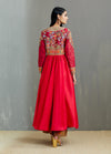 Red Gujrati Chery Tunic with Shaded Orange Mughal Print Palazzo