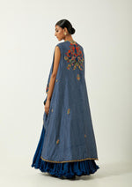 Blue Chanderi Skirt Set