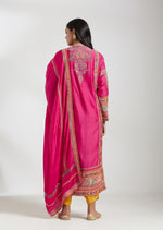 Magenta Embroidered Kurta with Mustard Dupatta and Salwar