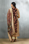 Brown Embroidered Straight Kurta with Palazzo and Dupatta