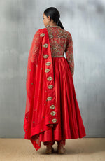 Red Kalidaar with Dupatta and Palazzo