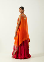 Orange Chanderi Jacket Set