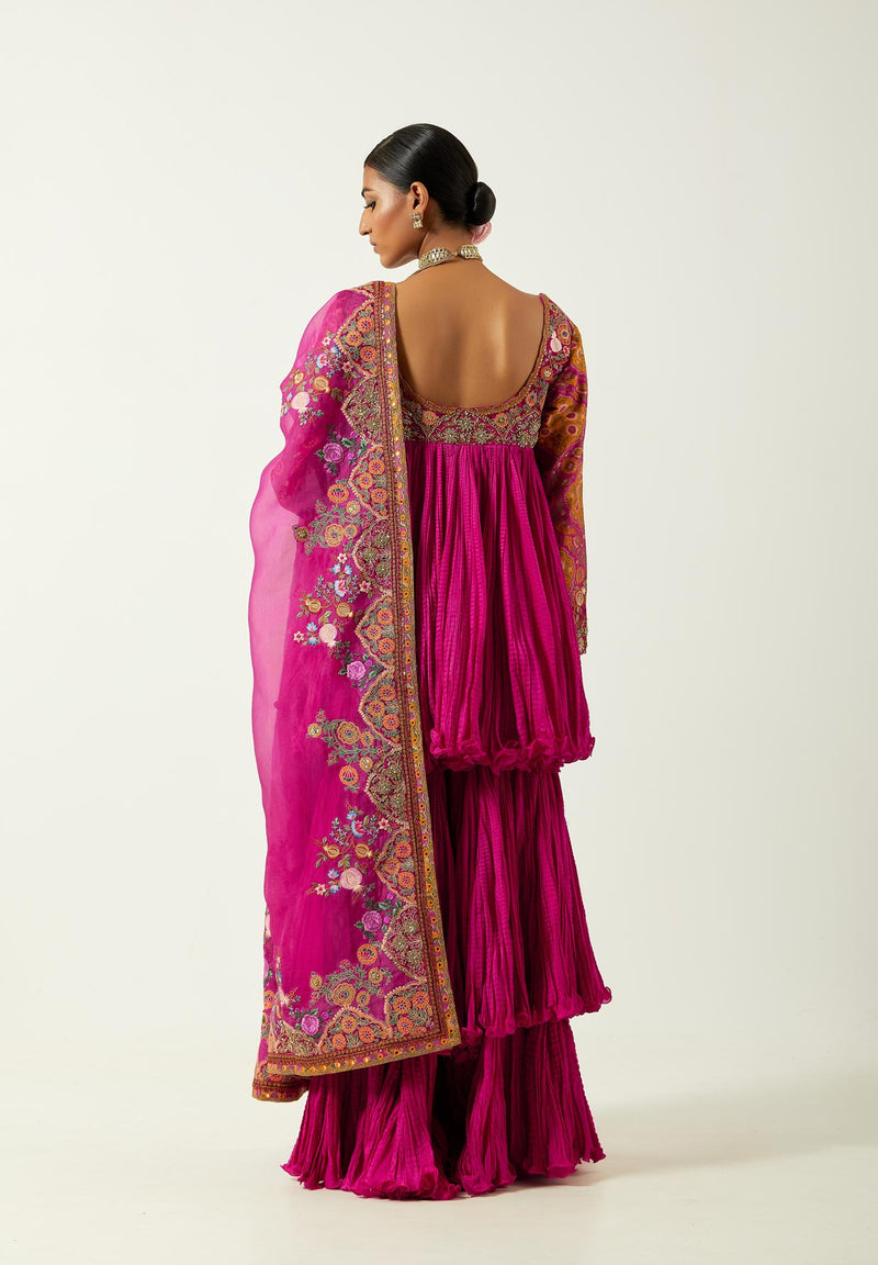 Magenta Chanderi Sharara Set