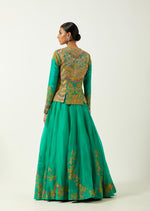 Meena Green Silk Skirt Set