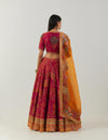 Magenta Over Dye Swati Lehenga With Blouse And Dupatta