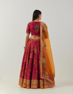 Magenta Over Dye Swati Lehenga With Blouse And Dupatta
