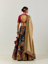 Pink and Mustard Lehenga In Raw Silk