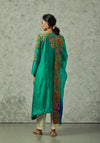 Green and blue shaded silk kurta set
