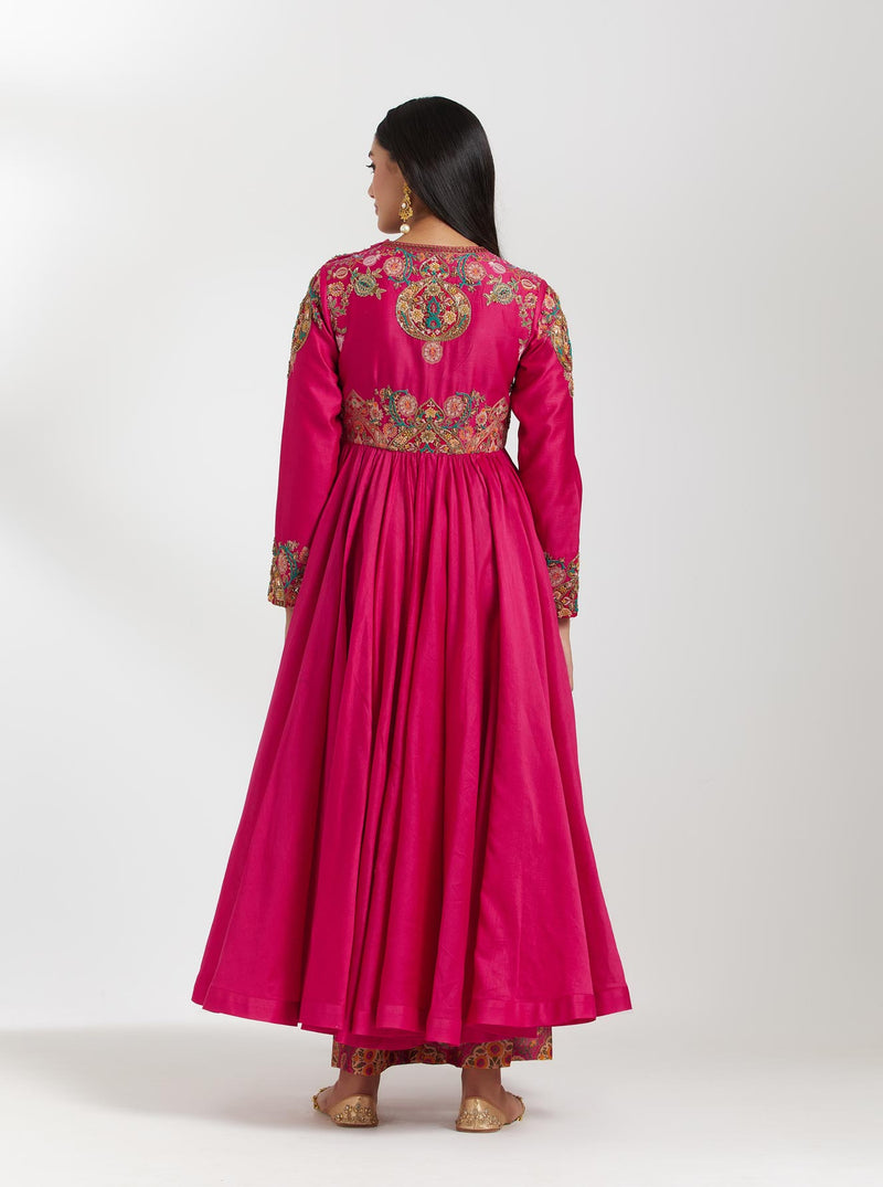 Magenta Chanderi Tunic With Plazzo