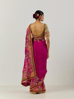 Magenta Organza Sari With Blouse