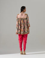 Blush Pink Gathered Short Kurta with Dhoti Pants