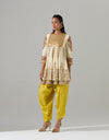 Ivory Short Kurta with Yellow Dhoti Pants
