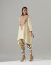 Ivory Yoke Embroidered Tunic with Printed Tulip Pants