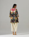 Black Short Gathered Kurta with Dhoti Pants