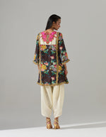 Black Short Gathered Kurta with Dhoti Pants