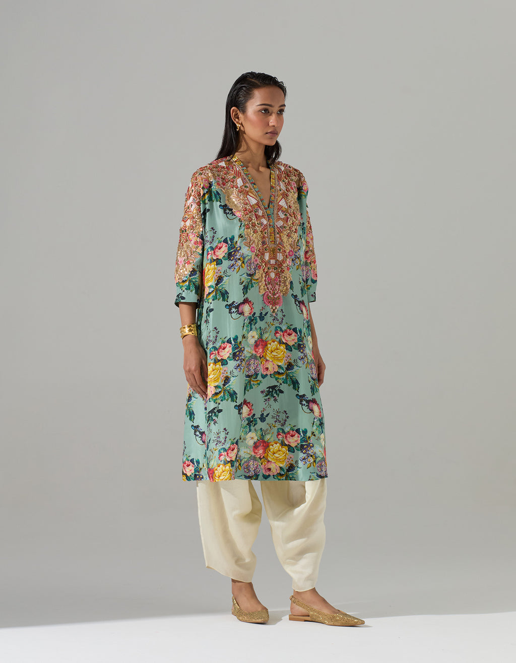 Pale Blue Kurta with Dhoti Pants