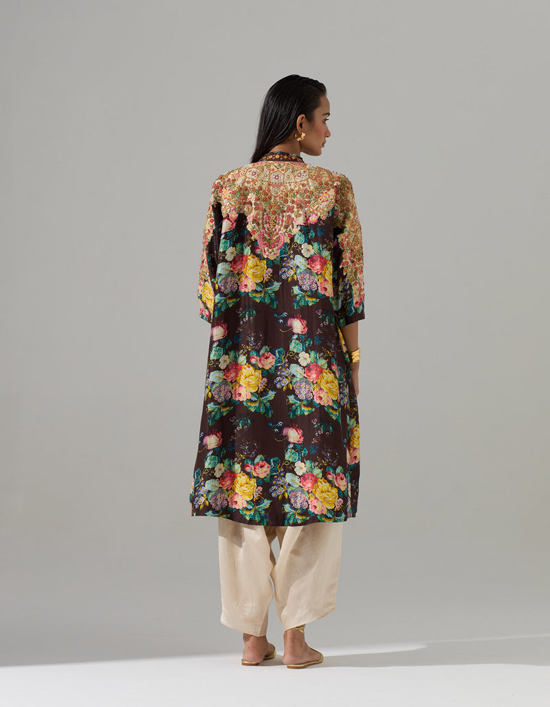 Black Printed Kurta with Tulip Pants