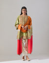 Pista Green Chanderi Short Kurta set with a Patched Dupatta