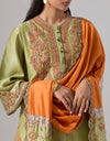 Pista Green Chanderi Short Kurta set with a Patched Dupatta