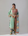 Pale Blue Silk Kurta and Printed Palazzo with a Dupatta