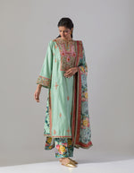 Pale Blue Silk Kurta and Printed Palazzo with a Dupatta