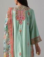 Pale Blue Silk Kurta and Printed Palazzo with a Dupatta